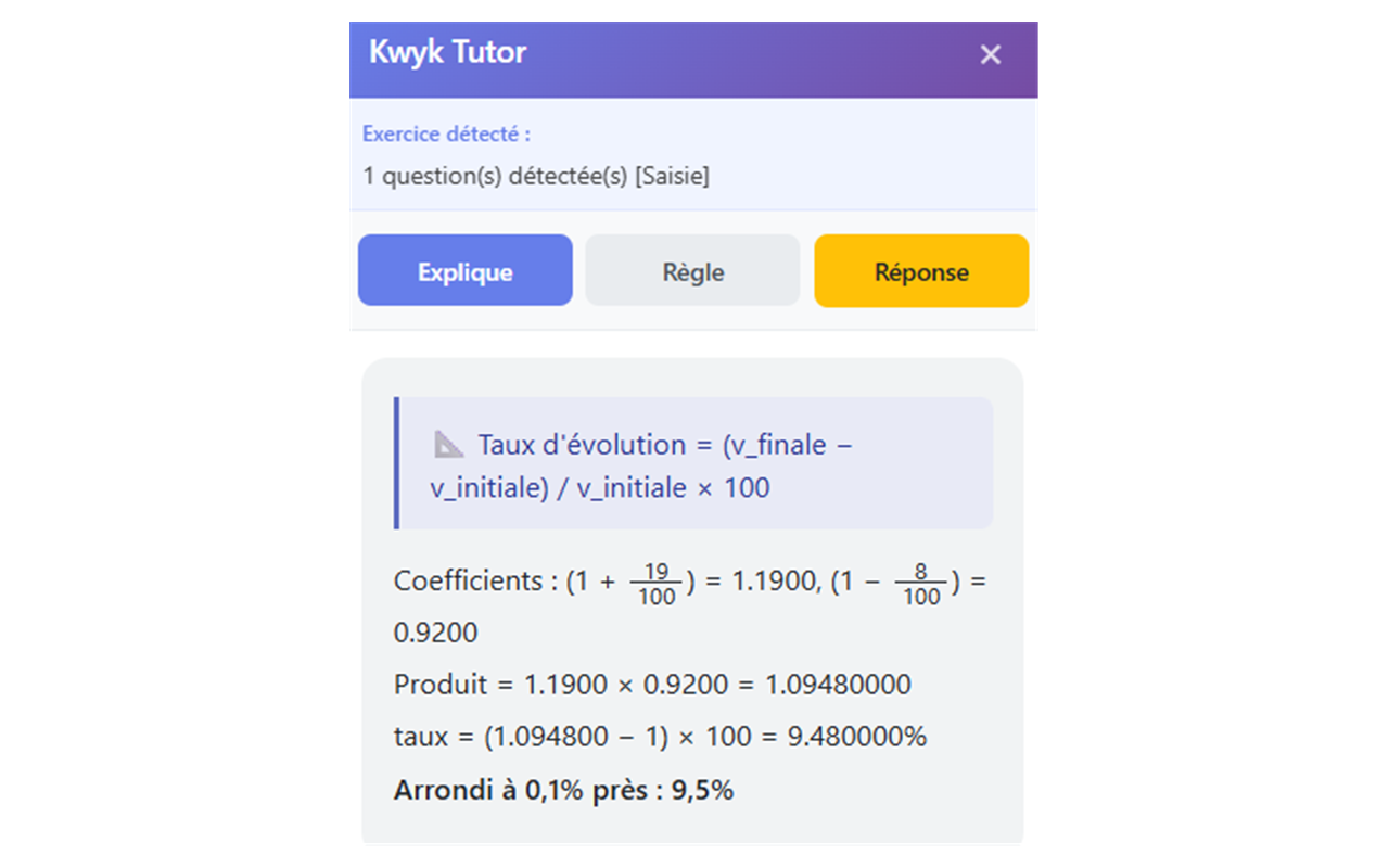 Kwyk Tutor explication mathématiques lycée